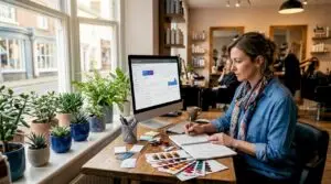 Salon owner reviewing Google Ads dashboard