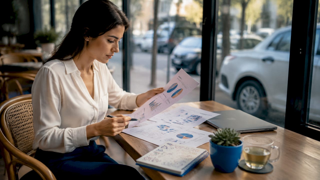 Marketing manager reviewing Google Ads reports