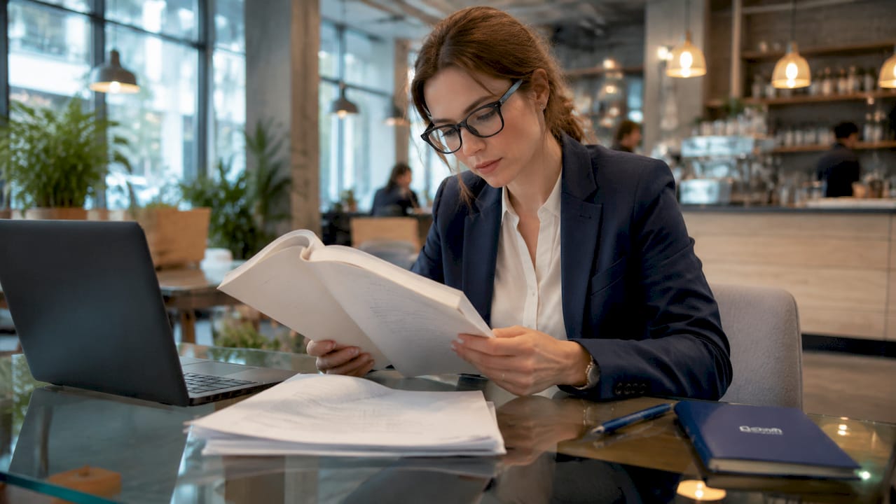 Compliance officer reviewing aesthetic clinic regulations