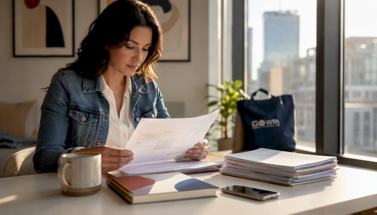 Woman reviewing email nurture plans at desk