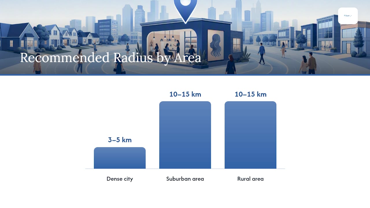 Diagram of Instagram ad radius targeting for salons