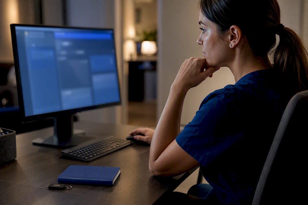 Clinic marketer reviewing secure campaign tracking