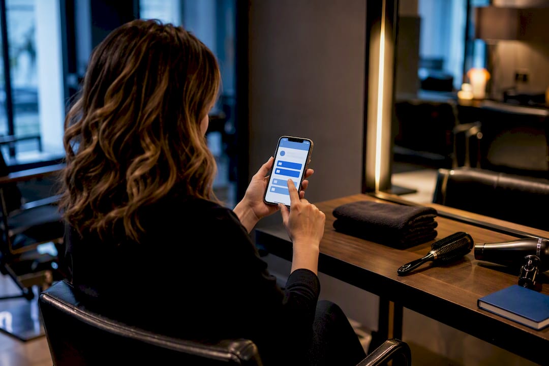 Salon owner selecting a Google category