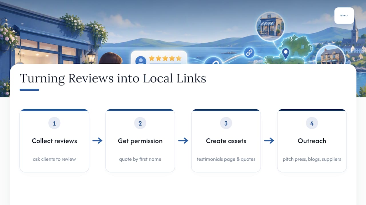 Turning Happy Clients Into Local Links — overview diagram
