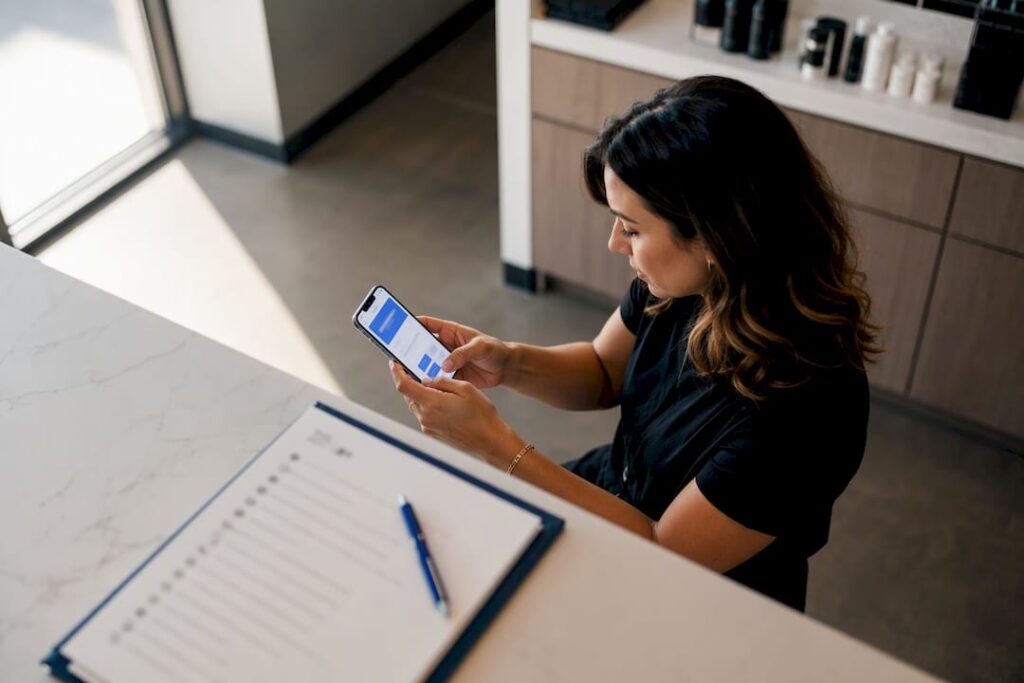 Salon owner testing a tagged booking link