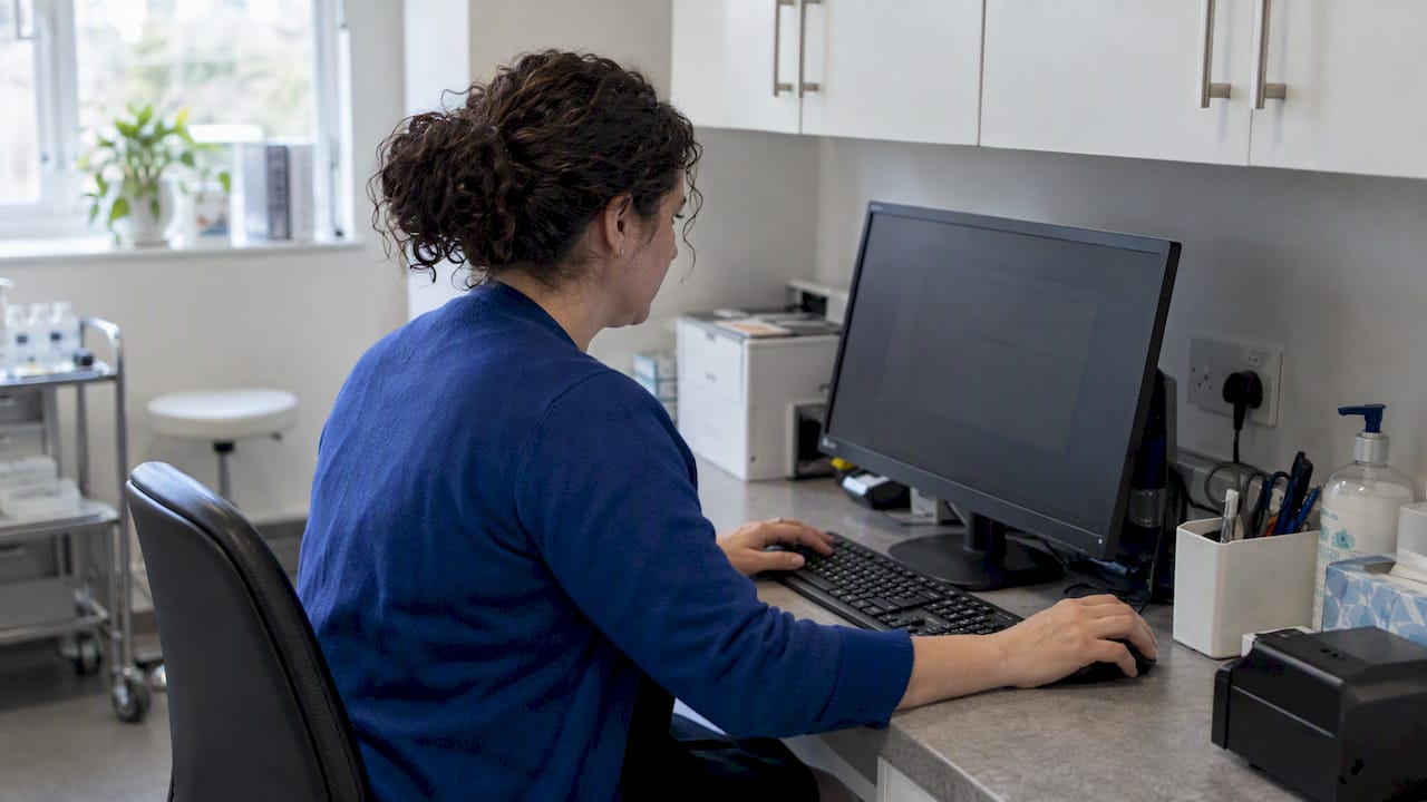 Clinic administrator entering a test appointment