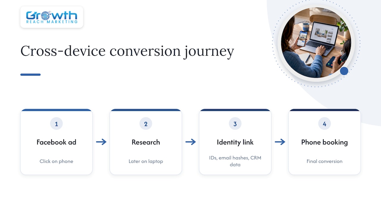 Ad click, research, and booking linked across devices