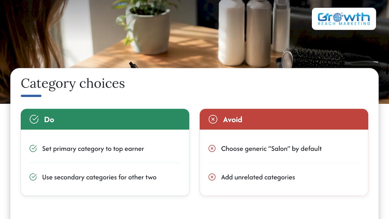 Primary and secondary salon category selection